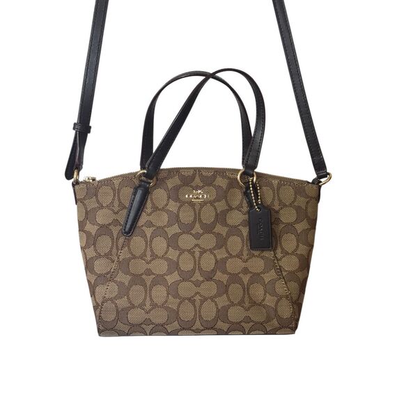 Coach Mini Kelsey Satchel in Outline Signature Brown - Picture 1 of 15
